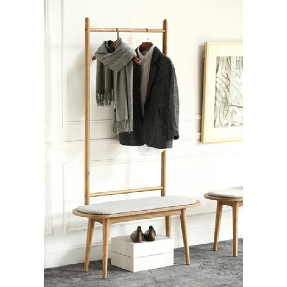 Modernformชุดม้านั่งพร้อมที่แขวน รุ่น MICขนาด1000X350X1740cm.วีเนียสีน้ำตาล เบาะหุ้มผ้าARTE 89A(เทา)