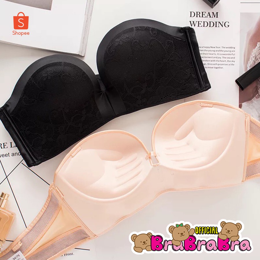 [ส่งจากไทย] 𝑩𝒓𝒂𝑩𝒓𝒂𝑩𝒓𝒂  #bra-021 locking bra เสริมฟองน้ำ เกาะอกขอบซิลิโคนแบบหนา พร้อมสาย