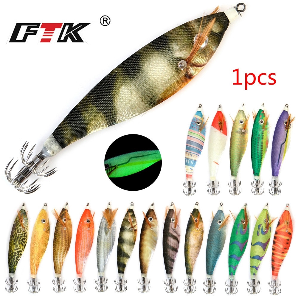 1PC Artificial Luminous Shrimp Squid Jigs Jigging Florescence Fishing Lure Squid Lure Hard Pesca Fishing Accessory