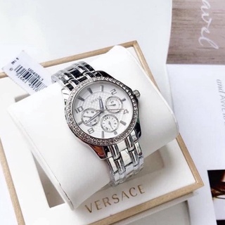 (ผ่อน0%) นาฬิกา Guess analog silver dial womens watch U0403l1 ✔️หน้าปัด 36 มม. สแตนเลส สีเงิน หน้าปัดล้อมคริสตัล