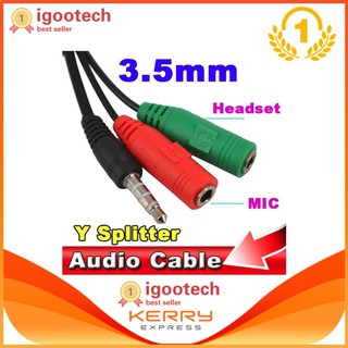 iGo 2 in 1 Splitter 4 Pole 3.5mm Audio Headset to 2 Female Jack Headphone