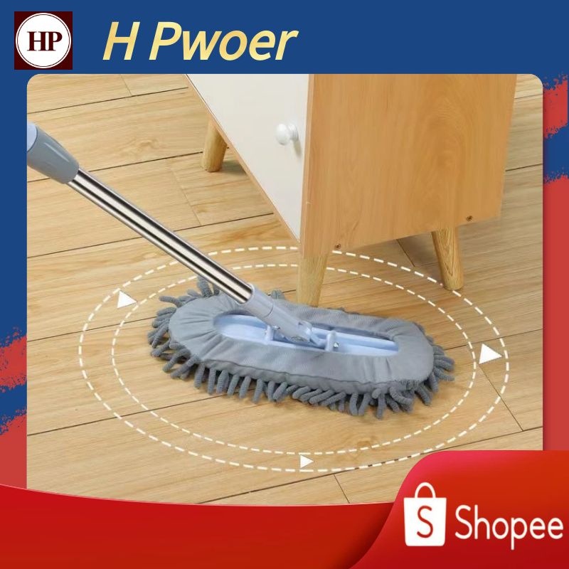 🔥 H Power 🔥 ม้ถูพื้น พร้อมผ้าม็อบ ไมโครไฟเบอร์ ไม้ม็อบดันฝุ่น ไม้ม็อบ ม็อบถูพื้น ตากแห้งง่าย หมุนได้ 360 องศา ZA-003 👍👍