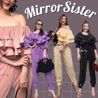 Code : 11017.2 จั้มสูทอัดพลีท ชุดไปงาน ชุดสีม่วง งานป้าย Mirrorsister