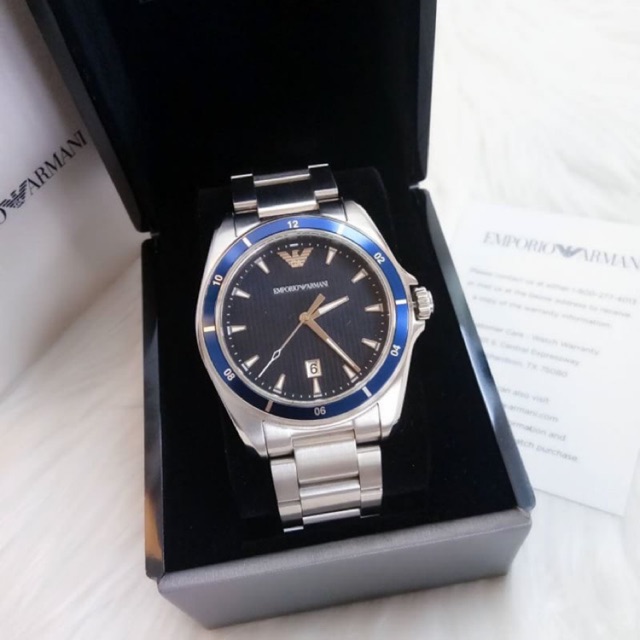 นาฬิกา Emporio Armani Men's Sport Blue Dial Stainless Steel Watch AR11100