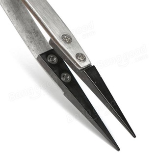 คีมเซรามิค ( Ceramic Tweezer ) ทนความร้อนสูง ปลายแหลม ปากสีดำ คีมหนีบความร้อน คีมเซรามิค คีมทนความร้อน คีมปากดำ