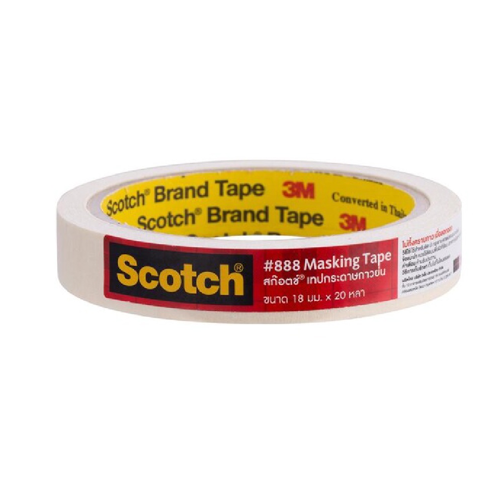 เทปกาวย่น กระดาษกาวย่น 3M scotch #888 Masking Tape ( 3/4นิ้ว, 1นิ้ว, 1.5นิ้ว , 2นิ้ว /18, 24, 36, 48 มม. )   [S24] - รูปที่ 3