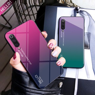 💕 Xiaomi Mi 9 Mi9 Lite Case Fashion Gradient Tempered Glass Phone Casing กรณี