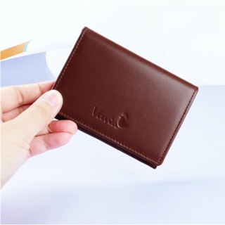 กระเป๋าสตางค์หนังแท้ mini purse สีน้ำตาลช็อคโกแลต Chocolate Brown กระเป๋าใส่บัตรหนังวัวแท้ บาง เบา ใช้งานง่าย
