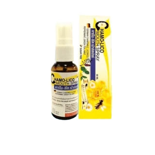 สเปรย์พ่นคอ ลดการอักเสบ แก้ไอ Chamo-lico mouth spray คาร์โม-ลิโค สูตร โพรโพลิซ เม้าส์สเปรย์
