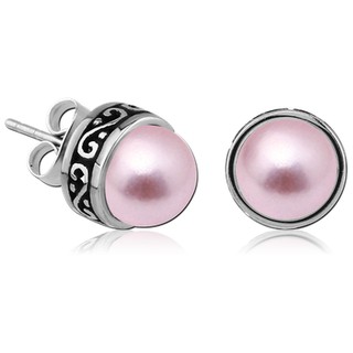 ต่างหูสแตนเลส SURGICAL STEEL EAR STUDS ll ประดับด้วยไข่มุกสังเคราะห์ SYNTHETIC PEARL