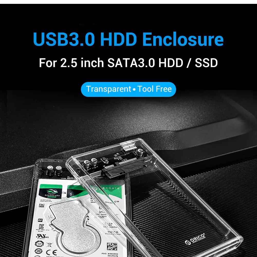 Orico กล่องใส่ HDD 2139U3 2.5"HDD แบบใสExternal Hard drive Enclosure โอริโก้กล่องอ่าน HDD 2.5" แบบ USB 3.0 กล่องใส่ฮาดด