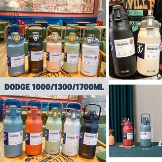 ขวดน้ำ DODGE 3ขนาด1000/13001700ml ขวดน้ำสแตนเลส แก้วเก็บเย็น-เก็บร้อน กระติกน้ำเก็บอุณหภูมิ กระติกน้ำสแตนเลสขนาดใหญ่