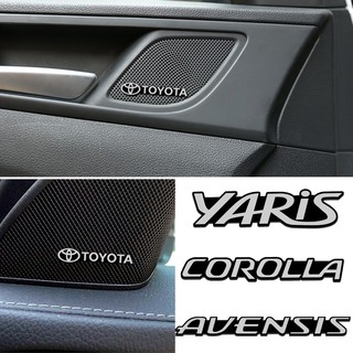 สติกเกอร์อลูมิเนียม ลายตราสัญลักษณ์ Toyota Auris Avensis C-HR cOROLLA สําหรับตกแต่งภายในรถยนต์ 4 ชิ้น ต่อชุด