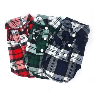 เสื้อผ้าฝ้าย ลายสก๊อต สำหรับสัตว์เลี้ยง สุนัข ขนาดเล็ก และกลาง ( 27 ชิ้น )