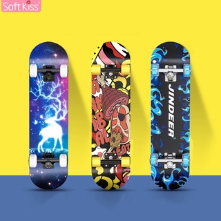 Softkiss สเก็ตบอร์ด skateboard สเก็ตบอร์ดเด็ก สเก็ตบอร์ดแบบยาว สเก็ตบอร์ดแฟชั่น คละลาย  สเก็ตบอร์ด 4ล้อ