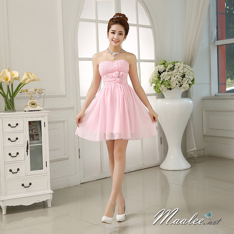 *พร้อมส่ง #ราตรีสีชมพู เดรสสั้น