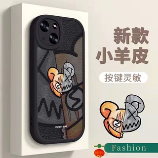 case for apple14 ใช้สำหรับ สีดำ เคสไอโฟน14promax เตรียมจัดส่ง เคสโทรศัพท์มือถือหนังแกะ ซิลิโคนนิ่ม กันกระแทก ลายหมี สําหรับ for iPhone 14 6 6splus 7 8 plus X XS XR XSMAX 11 11Pro 11 Pro Max 12 12 Pro 12 Pro Max 13 13Pro 13 Pro Max