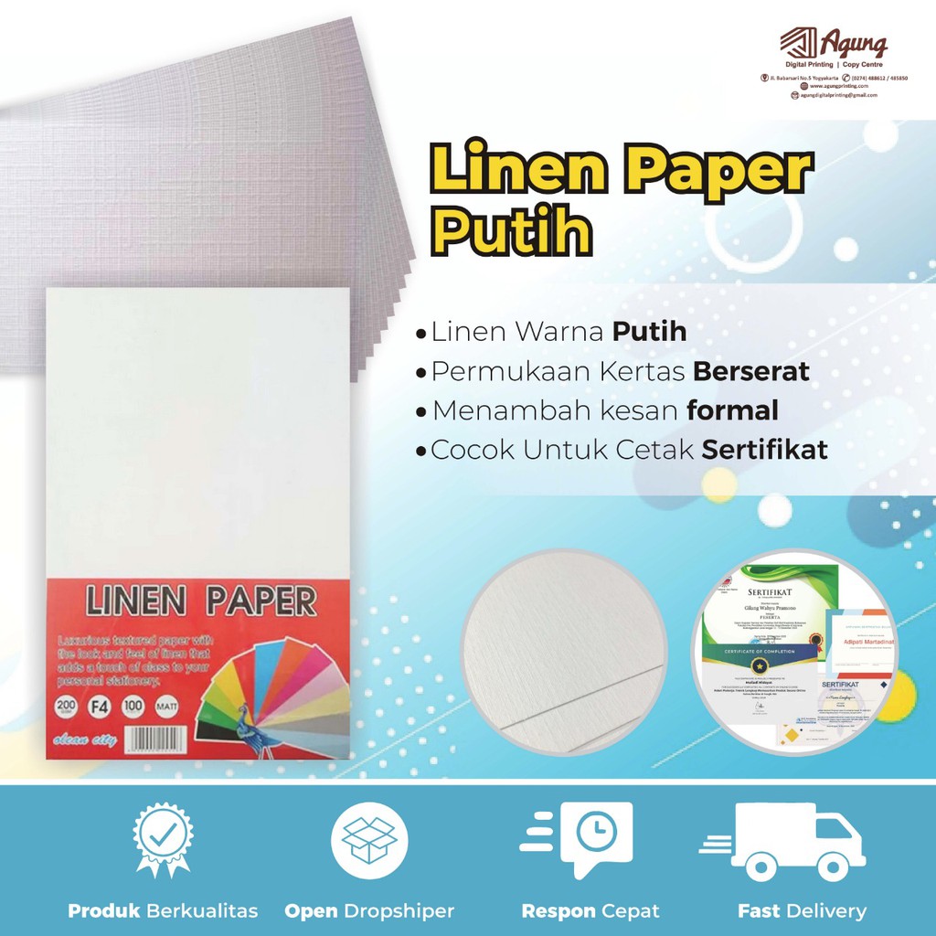 กระดาษพิมพ์ / CHARTER / CHARTER / WHITE LINEN (TEXT PAPER) A3 SIZE
