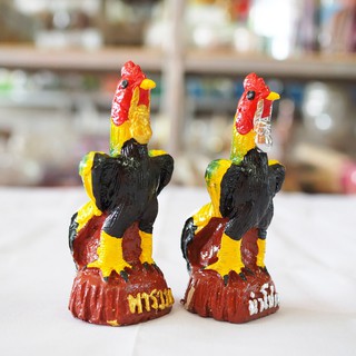 ไก่ชน ตุ๊กตาดินเผาไก่ชน ไก่ชนแก้บน 13.5 ซม. แพคคู่