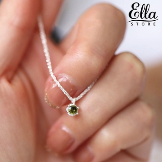 Ellastore123 สร้อยคอโซ่ ประดับพลอยเทียม หรูหรา ของขวัญวันเกิด สําหรับผู้หญิง