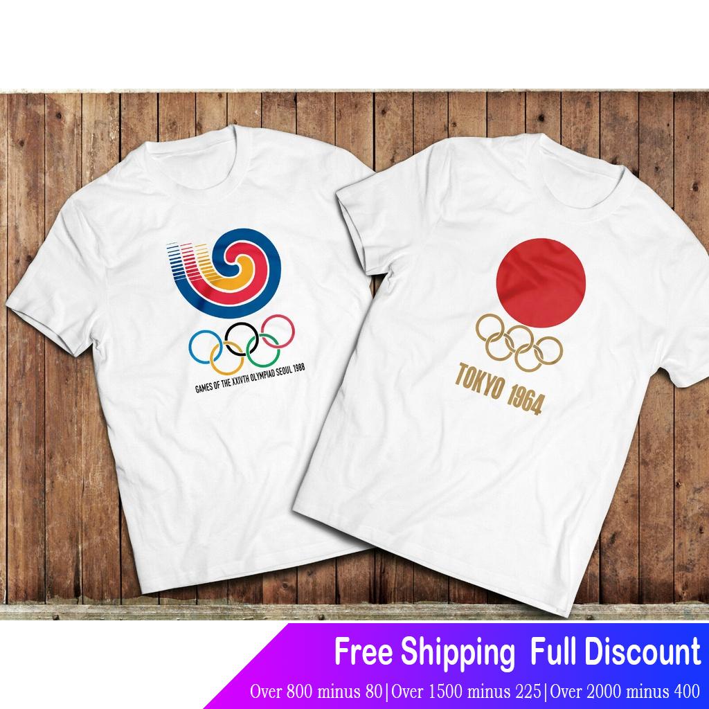 โตเกียวโอลิมปิก เสื้อยืดยอดนิยม Vintage Olympics Tshirt Tokyo 1964 Seoul 1988 Retro Sports Tshirt Tee Tokyo Olympics Spo #0
