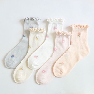 🧦ถุงเท้าข้อกลาง ถุงเท้าบาง ราคาถูก ถุงเท้าระบายอากาศ  collection summer 1 🚚ส่งไวจากไทย