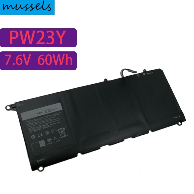 mussels PW23Y Replacement New Laptop Battery for DELL XPS 13 9360 Series RNP72 TP1GT PW23Y 7.6V 60WH