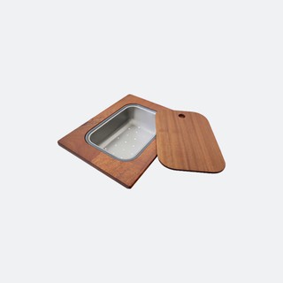 เขียงไม้ + ตะแกรงสะเด็ดน้ำสแตนเลส D400 (Twin chopping board WCB317420)