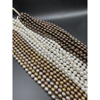 ไข่มุกธรรมชาติ natural pearl oval shape. (brown,white,copper)