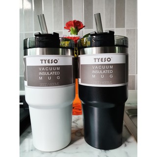 แก้วน้ำเก็บอุณหภูมิ TYSEO ขนาด600ml. **แถมฟรี กระเป๋าใส่แก้ว1ใบ ** สีขาว,สีดำมุก (หลอด+กล่อง) ฝาปิดล๊อคกันน้ำหก