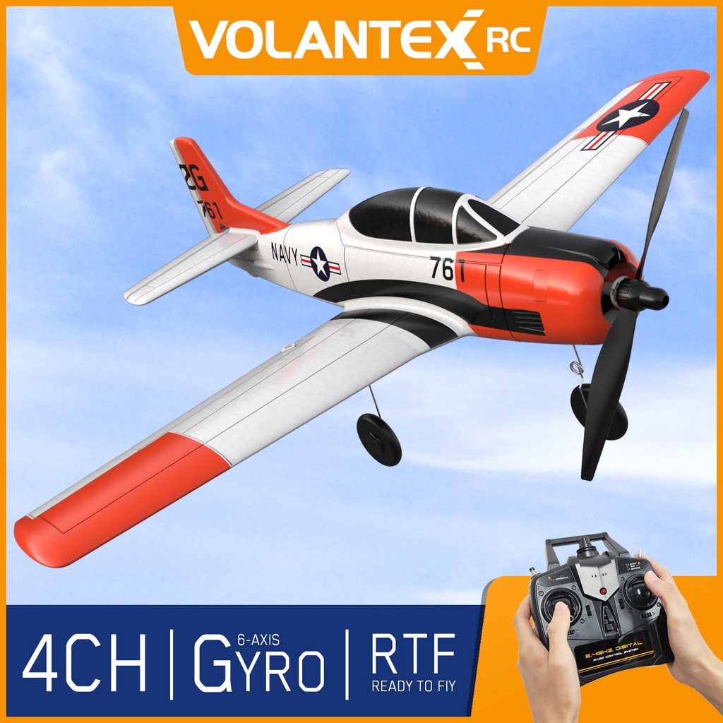 VOLANTEXRC RC Airplane Control 2.4Ghz 4CH Aileron T28 Trojan 400mm Wingspan Fixed Wing EPP Foam RC P
