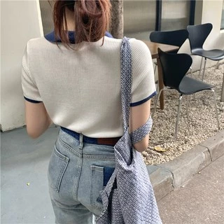 Gakki เสื้อยืดโปโลแขนสั้น POLO เสื้อไหมพรม ผ้านิ่มใส่สบาย ฟรีไซส์ พร้อมส่ง 47048#