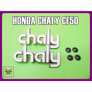 HONDA CHALY CF50 BODY EMBLEM ALUMINIUM "WHITE" DECAL RH&amp;LH SET // โลโก้ ติดตัวถัง HONDA CHALY CF50 สีขาว ซ้าย/ขวา