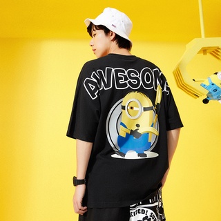 เสื้อยืดผู้ เสื้อยืดแขนสั้น คอกลม ผ้าฝ้ายบริสุทธิ์ พิมพ์ลาย Spongebob SquarePants ทรงหลวม แฟชั่นฤดูร้อน สําหรับคู่รัก S-