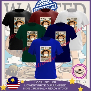 เสื้อยืด ผ้าฝ้าย 100% พิมพ์ลาย One Piece Monkey D Luffy Wanted BAJU LELAKI สําหรับผู้ชาย