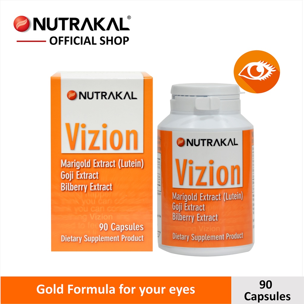 NUTRAKAL Vizion 90 capsules อาหารเสริมสูตรครบถ้วนบำรุงสุขภาพตา ป้องกันต้อกระจก ต้อหิน จอตาเสื่อม ตาบอดกลางคืน ตาพร่ามัว