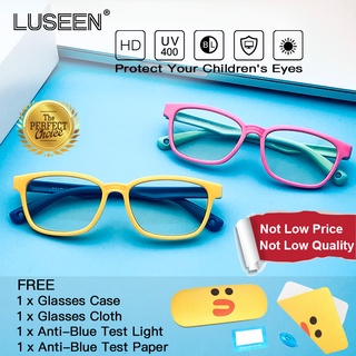 LUSEEN แว่นตา แว่นตาป้องกันแสงสีฟ้า แว่นตาป้องกันแสงสีฟ้าป้องกันความเมื่อยล้าสำหรับเด็กชายและเด็กหญิง AG3201