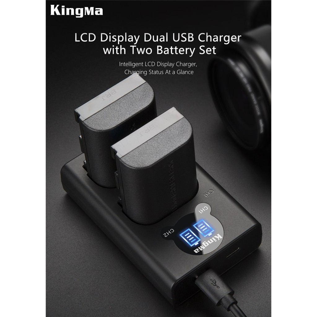KingMa แท้100% LP-E6 LP-E6N แบตเตอรี่และ LCD Charger Dual สำหรับ Canon EOS R EOS 6D Mark II 5D Mark 