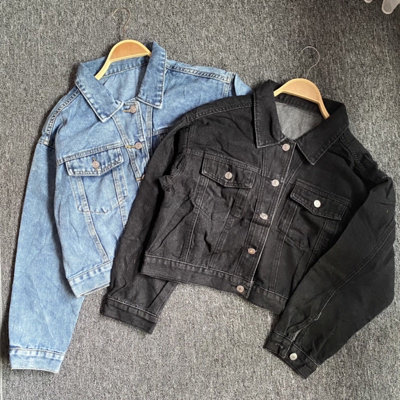 JIHYUN DENIM JACKET กางเกงยีนส์พืชนําเข้าขนาดใหญ่ JACKET [vriastuff]