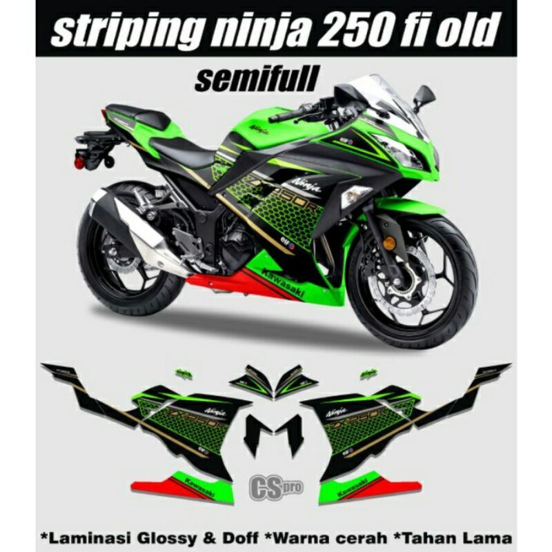 Ninja 250 Fi Old Semifull Motorcycle Striping Sticker / Kawasaki ninja 250 Fi Semifull Decal Sticker