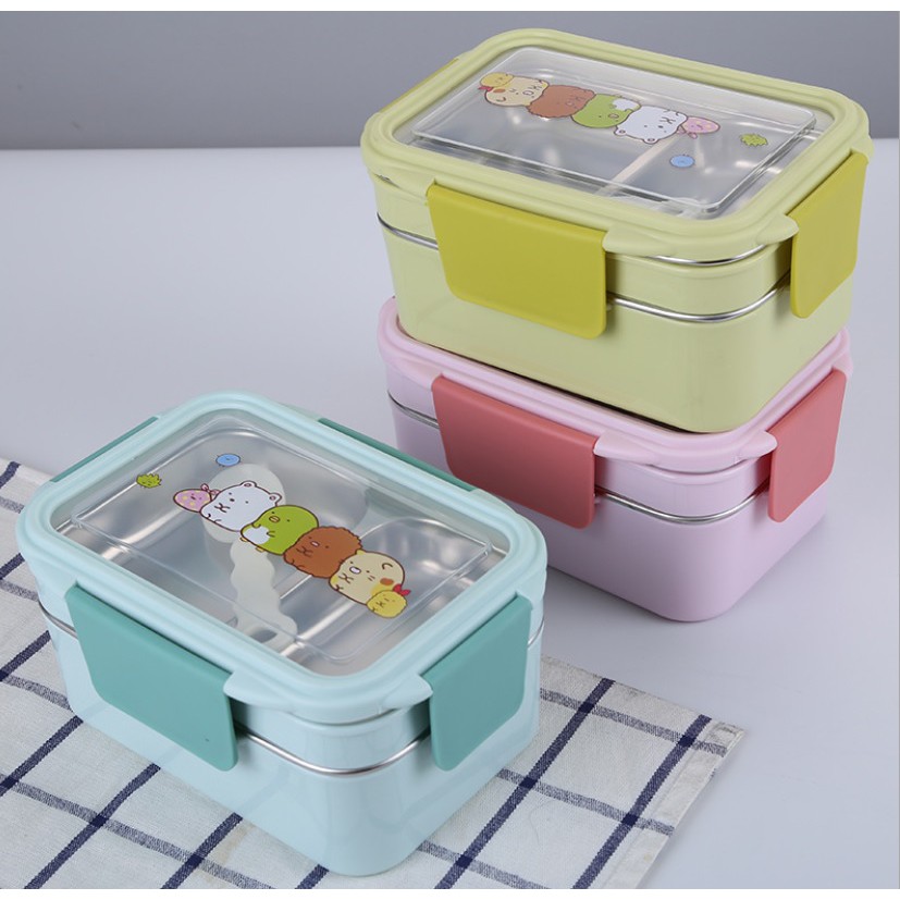 กล่องข้าวสแตนเลส ลาย sumikko gurashi พร้อมช้อน