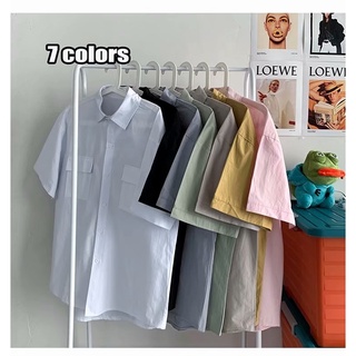 เสื้อเชิ้ตแขนสั้น เสื้อผู้ชาย สีทึบ พร้อมส่ง แฟชั่นสำหรับผู้ชาย ขนาด: m l xl 2xl 3xl รุ่น 3018