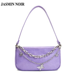 Jasmin NOIR กระเป๋าสะพายไหล่ กระเป๋าถือ ลายหนังจระเข้ มีสายโซ่คล้อง สําหรับสตรี