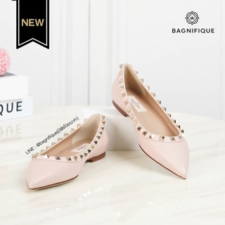 VALENTINO Flat Loafer Nude Pink Grain Leather Rock Stud