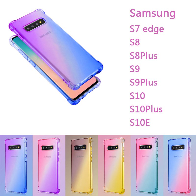 เคส มือถือ Samsung Galaxy S7 Edge S8 S9 S10 Plus case เคสกันกระแทก ฝาครอบไล่ระดับสี เคสซิลิโคน