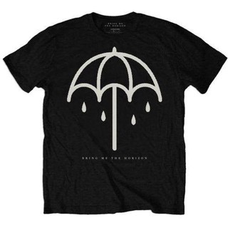 T-shirt  เสื้อยืด พิมพ์ลาย Bring Me The Horizon Umbrella สีดํา สไตล์ฮาราจูกุ สําหรับผู้ชายS-5XL