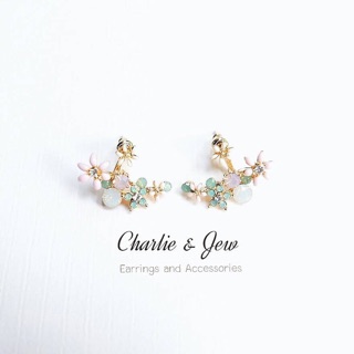 Pastel Flowers Earjacket Earrings