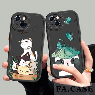 เคสโทรศัพท์มือถือแบบนิ่ม กันรอยเลนส์กล้อง ทรงวงรี ลายแมวแพนด้า สําหรับ OPPO A15 A15S A35 A16 A16S A76 A96 A95 A74 A54 A83 A3S A5S A7 A12 A12e A5 2020 A9 2020 A52 A92 A31 A53 2020 F9 F11