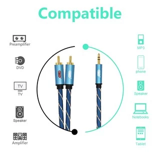 ERTK RCA TO AUX สายแปลง RCA 2 หัวเป็น AUX 3.5mm