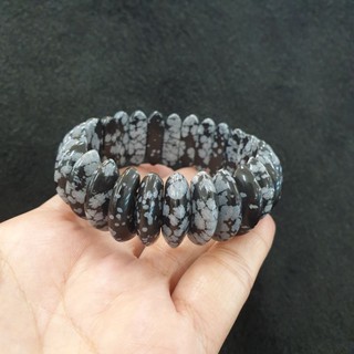 กำไลหินสโนว์เฟล็ก หินสโนว์เฟล็ก Snowflake(Snowflake Obsidian)สร้อยข้อมือหินสโนว์เฟล็ก ออบซิเดี้ยนเส้นละ500